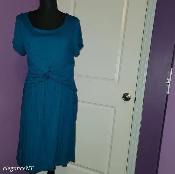 Banana Republic Teal Tie Front Dress Sz: Large NWT - Picture 1 of 5